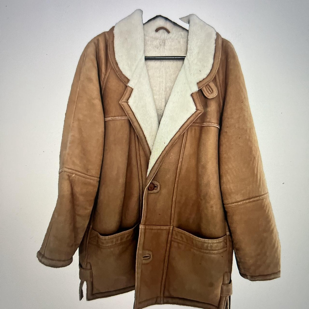 Reed Sportswear Large Sheepskin Nubuck Leather Shearling Coat Vintage